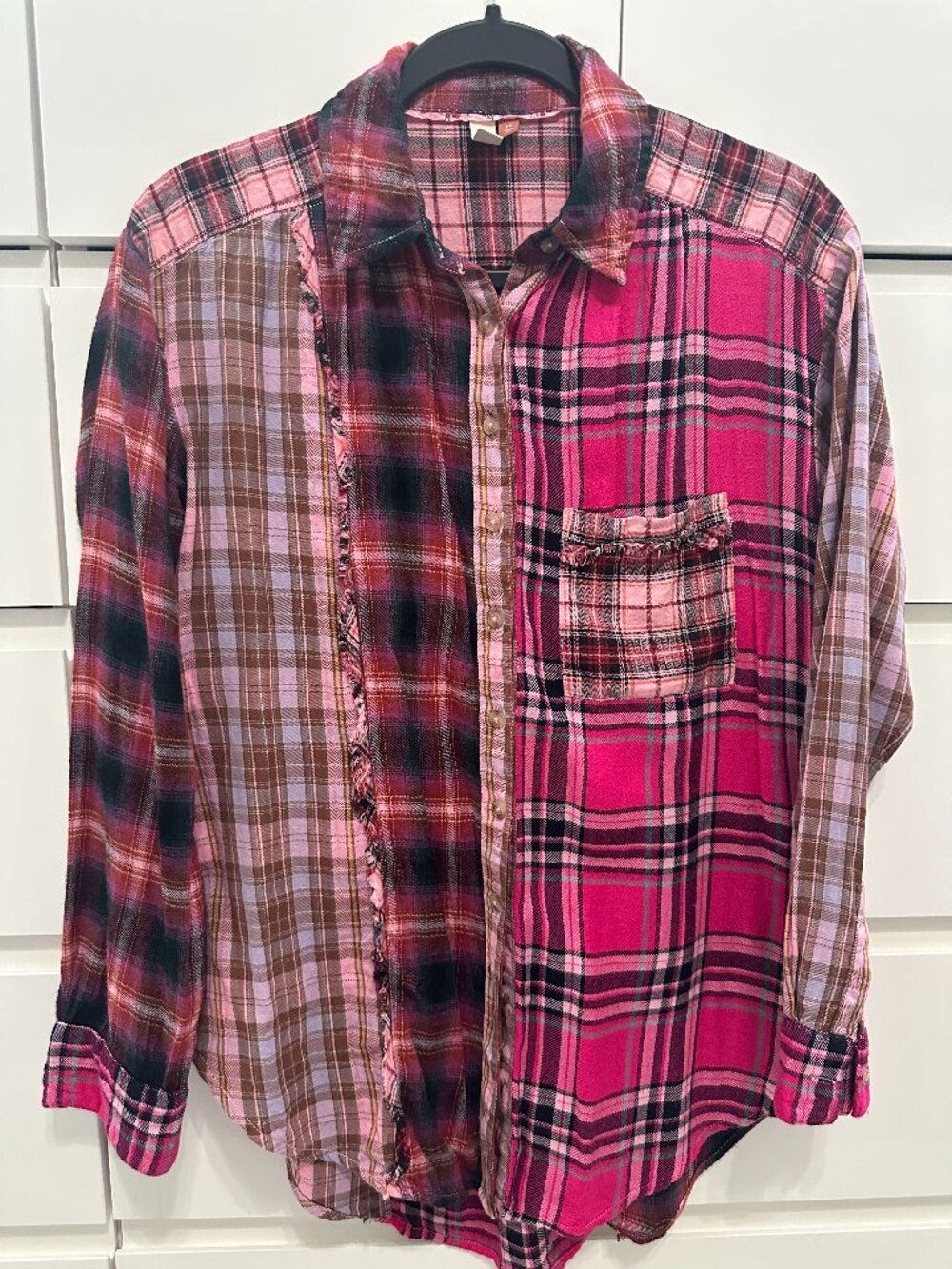 Anthropologie Pilcro Mixed Plaid Patchwork Flannel Shirt XS
